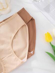 6 条女士纯色休闲舒适简约针织面料内裤，棉质轻薄睡衣低腰低腰 - 彩色 - 查看 3