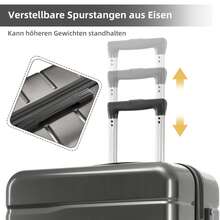 3-Piece Hard-Shell Suitcase Set, Travel Suitcase With TSA Combination Lock, Quiet 360° Wheels, Telescopic Handle, - 3-Piece Hard-Shell Suitcase Set, M-L-XL Suitcase Set, Dark Gray - 深灰色 - 查看 11