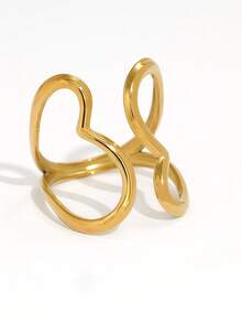 Frminee 1 件精美简约心形不锈钢戒指，不锈钢首饰，女士首饰，适合作为女性周年纪念/情人节礼物