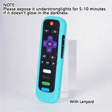 Funda protectora de silicona para control remoto de TV, de silicona suave que brilla en la oscuridad, resistente a la suciedad, adecuada para Roku Rc280 universal con cordón