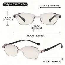 Fashion Diamond-Cut Reading Glasses, Luxurious Frameless Presbyopic Glasses, Ladies' Distance Vision Prescription Glasses - 粉色 - 查看 2