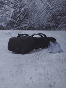 女士方头高跟凉鞋，纯色哥特式波西米亚风优雅时尚休闲夜店面料荷叶边/荷叶边办公室/家居/户外婚礼派对夏季