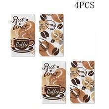 Juego de 2/4/6/48 paños de cocina "Pero primero, café". Toallas de mano para secar granos de café con diseño bohemio, abstracto y vegetal. Decoración moderna y minimalista para la cocina del hogar. - SJ-146 - Ver 3