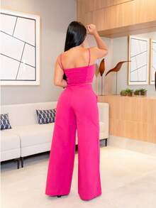 Simple Casual Elegant Pocket Set Women's Birthday Party Spring Set - 玫紅色 - 查看 2