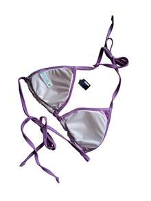 SET DE BIKINI PARA MUJER  Liso    Elegante  Casual    Tela    Nudo  Espalda al aire  ANUDADO    BIKINI  Playa  Vacación - Lila Púrpura - Ver 4