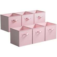 粉色折叠储物盒，无盖衣柜整理盒，多用途家用储物盒