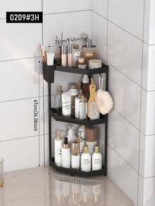 1件装，防锈转角淋浴三角架，2/3层浴室收纳架，洗发水收纳架，浴室置物架，带挂钩可悬挂沐浴球，独立式置物架。浴室配件 - 黑色 - 查看 14