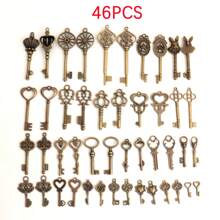 46pcs Mix Vintage Skeleton Keys Pendants, Filigree Steampunk Keys Antique Bronze Keys Charms Pendants, Jewelry Findings Making Accessory For DIY Necklace Bracelet