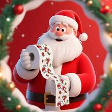 3/1 szt. rolki papieru toaletowego z nadrukiem świątecznym – biały papier, dekoracyjny wystrój domu z motywem Świętego Mikołaja, świąteczny prezent do kawiarni restauracyjnej