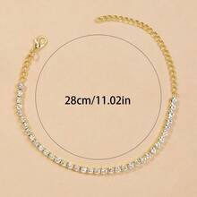 1 件简约闪亮金色水晶脚链，适合女士，适合派对和日常佩戴 - 金色 - 查看 2