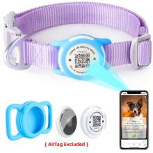 ThinkPet 1 pieza Collar inteligente de identificación para perros con etiqueta de identificación de mascota y función de recuperación - esencial para recuperar artículos perdidos, escanea el código QR del producto para hacer una llamada telefónica al propietario; Accesorios para perros, suministros para cachorros, collar para perros con funda protectora para AirTag