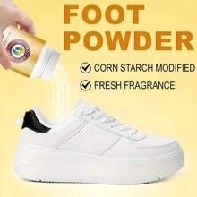 100g 荷荷巴油足部除臭粉，5秒遮盖异味，72小时持久留香，含柠檬荷荷巴油、玉米淀粉、小苏打、硅藻土、茶树油、薰衣草油，适用于腋下、足部、所有鞋子，男女通用，遮盖异味，足部护理，身体除臭剂，夏季脚汗男士必备，送礼旅行必备
