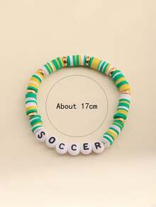 Customized Bead Bracelet Set, Summer Beach Vacation Sporty Soft Ceramic Beads Bracelet, Energetic & Fresh Sports Football Letter Bracelets, Customizable With Name, Album, Concert Slogan, Suitable As Gift For Girlfriend, Friends
