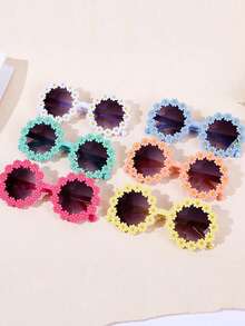 1 Pair Women's Daisy Flower Round Glasses,Cute Personalized Glasses,Fashion Decorative Eyewear,Party Glasses, For Party, Ball, Birthday, Hawaiian Beach Vacation Fashion Fashion Glasses