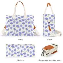 Canvas Tote Bag For Women With Pockets Crossbody Bag Tote Shoulder Handbags Casual Work Bags Everything Tote Bag - 淺紫藍花 - 查看 6