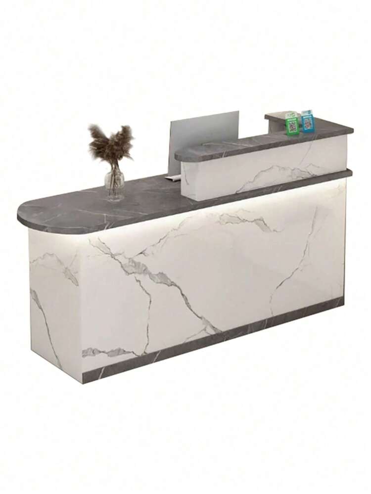 Mostrador Moderno De Recepción Con Cajón Y Cerradura 120cm - Gris - Añade 2