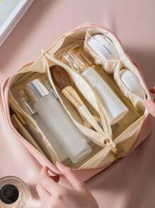 2 pezzi/1 pezzo Borsa da viaggio estiva, Borsa organizer per cosmetici impermeabile di grande capacità, Pochette portatile da donna per strumenti di trucco, adatta come regalo per vacanze, damigelle, matrimoni, articoli essenziali per il ritorno a scuola