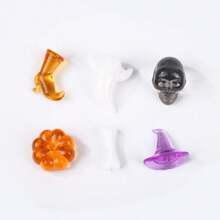 40/100pcs Halloween Themed Mini Decorations, Skull/Bone/Pumpkin/Wizard Shaped Accessories (Random Color), Holiday Gifts