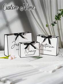 1pc - Customized Wedding Gift Bag, Personalized Bridesmaid Gift Box, Bridal Party Favor Bag, Customized Birthday Gift Bag, Wedding Gift Bag, Bridesmaid Gift Bag, Engagement Gift Bag, Party Favor Bag, Ribbon Tie Gift Bag, Graduation Gift Bag, Employee Gift Bag, Valentine's Day Gift Bag, Birthday Gift Bag, Halloween Gift Bag, An Ideal Gift For Bridesmaids. ,Forever Love - Multicolor - View 1