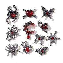 5pcs/10pcs Random Y2K Dark Sweet & Spicy Series Moon, Spider, Butterfly DIY Earrings, Necklaces, Keychains & Accessories - Red-10pcs - View 3