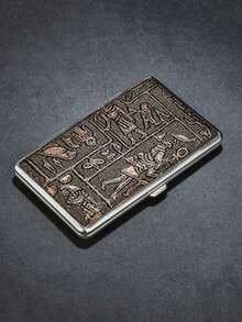 1pc New Metal Leather Textured Compact 20 Cigarette Case Holder, Smoking Accessories, Cigarette Storage, Gifts - Multicolor - View 13