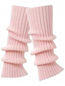 1 par de cubiertas para las piernas hasta la rodilla para mujeres - Tela de punto de poliéster, lavable a mano, unicolor, calentadores de piernas cómodos y cálidos, adecuados para días fríos, acogedores