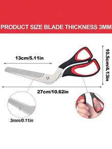 1把带舒适手柄的不锈钢披萨刀 - 多功能厨房剪刀，轻松切片切丁 - 彩色 - 查看 3