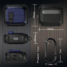 Funda protectora compatible con Galaxy Buds 3 Pro, funda para Bud 3 con clip, kit de limpieza, carcasa militar y armadura protectora con cierre y mosquetón para Galaxy Buds 3 y 3 Pro 2024 para hombres y mujeres en negro y azul - Negro-Azul - Ver 6