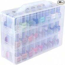Nail Polish Tissue Box With 30 /48 Adjustable Compartments, Double-Sided Nail Polish Rack For Storage And Display, Acrylic Nail Polish Double-Door Display And Storage Box With Large Capacity, Wall-Mounted And Portable Shelves, Transparent Plastic Storage Rack That Can Be Hung On The Wall. Nail Salon, Home Nail Polish Storage Box. - Multicolor - View 12