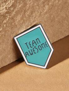 1pc "TEAM AWESOME" Arrow Shaped Badge, Daily Wear Backpack Decor, Party Gift - Green - View 4