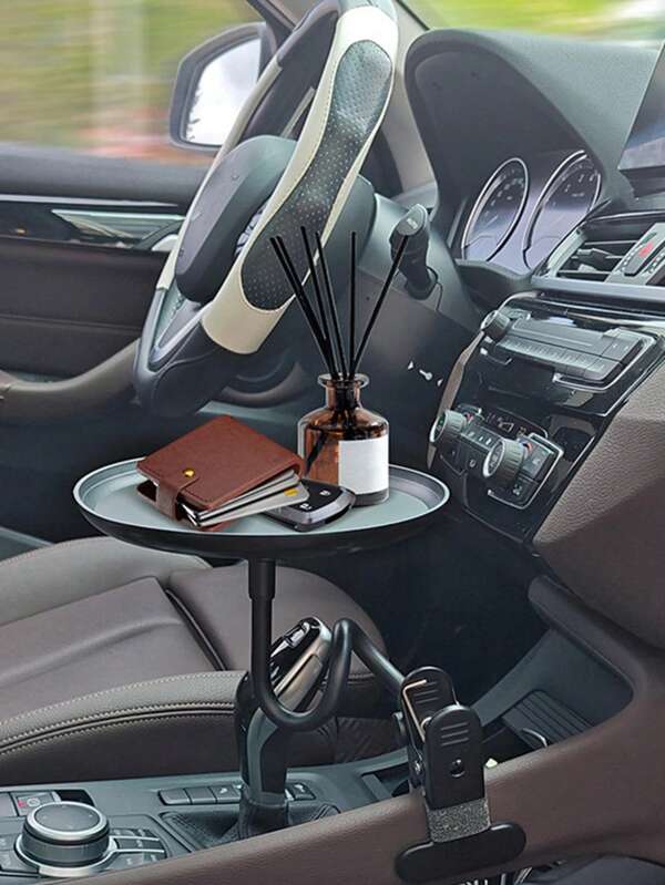 Bandeja de carro ajustável e flexível universal – acomoda alimentos, bebidas, cosméticos e comprimidos, solução de armazenamento que economiza espaço para passageiros dianteiros e traseiros, fácil de instalar e remover, suporte de armazenamento multifuncional para carro para uma experiência de viagem aprimorada, suporte de armazenamento multifuncional para carro