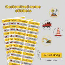 60pcs/ 120pcs/ 180pcs/ 240pcs Custom Name Sticker, Cartoon Small Fresh Cute Waterproof Modern School Supplies Label, Back To School, School Supplies, Paper Name, Category Sticker, Number Category, Customized Waterproof Name Labels For School Supplies, Personalized Stickers For Water Bottles, Lunch Boxes, And Personal Items, Warm Ambience, Autumn Home Refresh, Xmas Decoration
