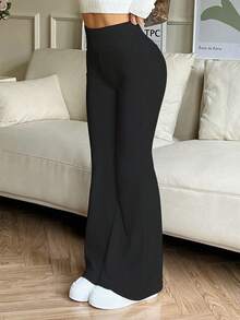 Women's Super Soft High Waist Flared Leggings, Pants, Women's Activewear - Black - View 6