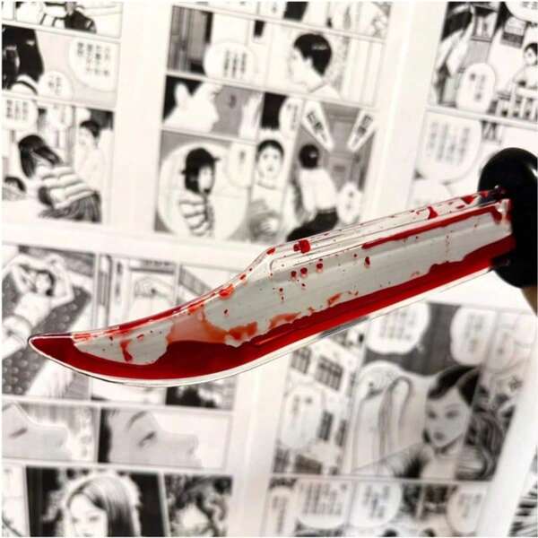 1 Stück Simulation Blut-Messer, dekorativer Fake-Blut-Messer, Cosplay-Requisiten, Foto-Requisiten, kleines Fake-Messer, blutig, schreckliches Fake-Messer, das beste Streich-Spielzeug, geeignet als Party-Accessoire und Kostüm