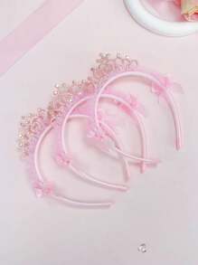 1 pezzo Cerchietto con corona rosa come accessorio per capelli per bambine, fermaglio per capelli con farfalla carino, cerchietto per principessa