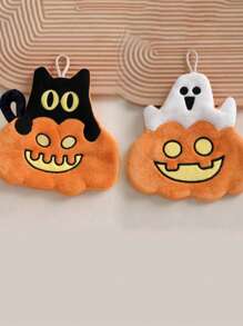 1 buc prosop de bucătărie creativ de Halloween, drăguț dovleac coral catifea agățat, șervețel de mână cu absorbție a apei și uscare rapidă, perfect pentru Halloween, potrivit pentru baie, bucătărie și toaletă, un șervețel bun pentru salon de înfrumusețare, acasă, baie