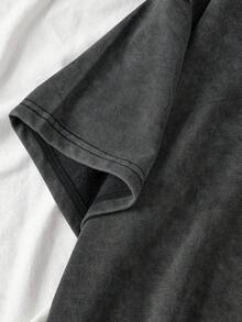 Áo thun nữ tay ngắn cổ tròn in chữ đơn giản thường ngày rộng rãi cotton giặt thoải mái mùa hè Áo thun nữ tay ngắn cổ tròn cotton giặt thoải mái mùa hè - màu đen - Xem 3