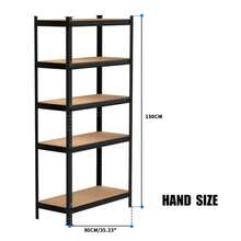 Royalswill Heavy-Duty Utility Shelving, 150 Cm/180 Cm Screwless Storage Rack, Industrial Storage Rack, Supermarket Display Rack, Super Strong Load-Bearing Capacity, Adjustable Storage Layers, Suitable For Living Rooms, Kitchens, Garages, Workshops, Supermarkets And Shops. - Black - View 11
