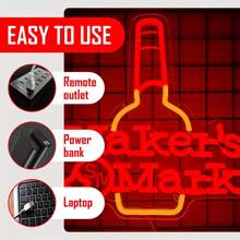 Insegna al neon Makers Mark Whiskey, luci al neon per decorazione murale, bar, stanza degli uomini, insegna a LED dimmerabile
