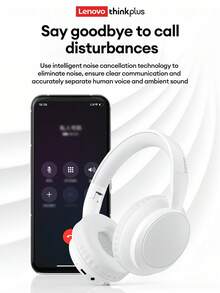 Lenovo 联想 TH11 蓝牙耳机，蓝牙 5.4 HiFi 音质，EQ 音效，3 种模式（游戏/音乐），高清麦克风，电池寿命长，佩戴舒适，防噪音，有线/无线连接，适用于智能手机和电脑 - 彩色 - 查看 3