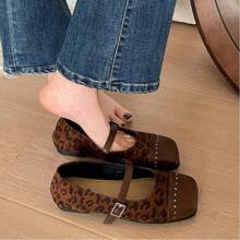 Ballerinas With Flat Sole And Bow Decoration For A Comfortable Everyday Look Punk Basic Buckle Outdoor - 豹紋 - 查看 3