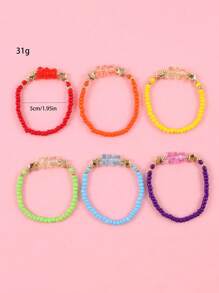 6pcs/Set Rainbow Cute Transparent Colored Mini Bear Bracelets