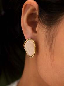 1 par de pendientes de acero inoxidable, pendientes de resina multicolor para el verano, joyería adecuada para que las mujeres usen al salir y en cualquier ocasión