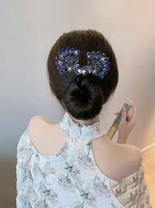 1 buc agrafă de păr la modă cu model floral cu strasuri, extensie de coc, piesă de păr pentru coc, aparat de făcut cocuri, agrafe de coafat, agrafe pentru bobby, accesorii de păr, articole școlare,
