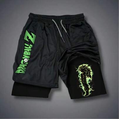 Short Masculino Dry Fit 2 Em 1 Compressão anime vintage dragao dbz street