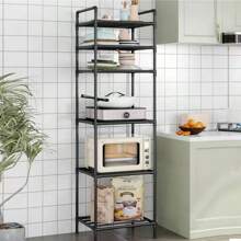 1pc Improved Space Saving Tall Metal Storage Rack, Bathroom Vanity Organizer, Multi-Tier Floor Stand For Toilet, Sink, Movable, Easy Assembly, Suitable For Bathroom, Kitchen, Office, Study, Living Room