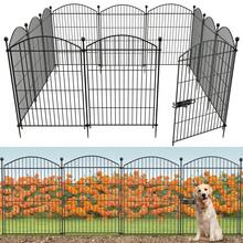 Decorative Garden Fence Animal Barrier With Gate, Dog Rabbit Fencing Arched Rustproof Metal No Dig Pet Outdoor Garden Fence For Yard, Patio, Flower Bed - 黑色 - 查看 1