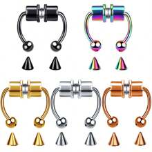 5pcs Stainless Steel Fake Nose Ring Hoop Fake Piercing Hoop Septum Rings Fashion Body Jewelry Gifts