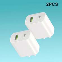 1/2/3/4 件装 USB-C 墙充，双端口 PD 快充 Type-C 充电器插头适配器，适用于多人充电、多设备充电、家庭充电需求以及办公桌面充电，家用办公手机充电器，多端口高输出功率