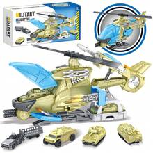 Military Helicopter Toys Set With Military Vehicles, Army Vehicle Car Toys, Army Toy Tank, Helicopter For Kids Christmas Birthday Party Gift For Over 3 Years Old Boys Girls Toddlers, Green - Army Green - View 1
